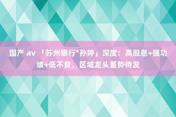 国产 av 「苏州银行*孙婷」深度：高股息+强功绩+低不良，区域龙头蓄势待发