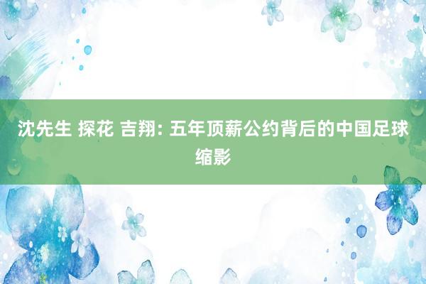 沈先生 探花 吉翔: 五年顶薪公约背后的中国足球缩影