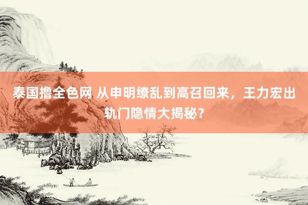 泰国撸全色网 从申明缭乱到高召回来，王力宏出轨门隐情大揭秘？